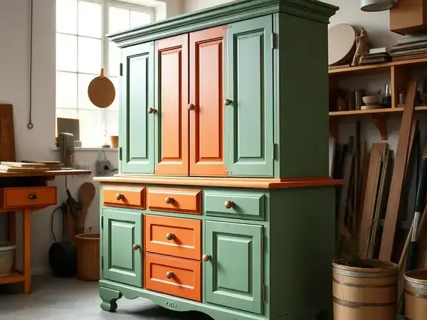 Colorful painted cabinet with custom design