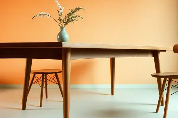 Modern dining table restoration with natural wood finish