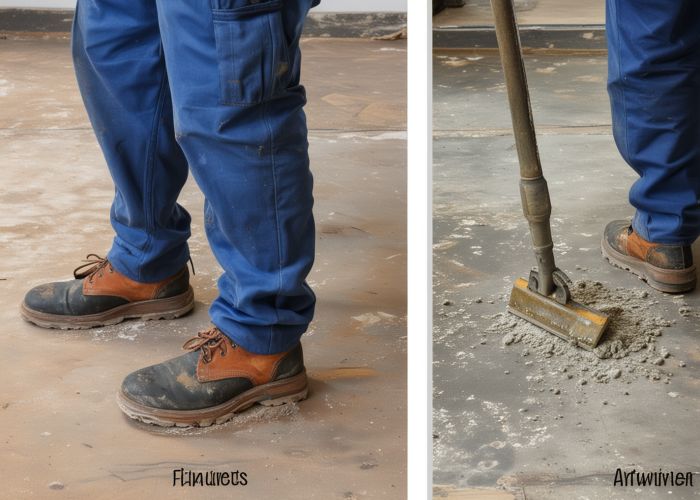 Professional surface preparation process showing careful removal of old finishes and preparation for restoration